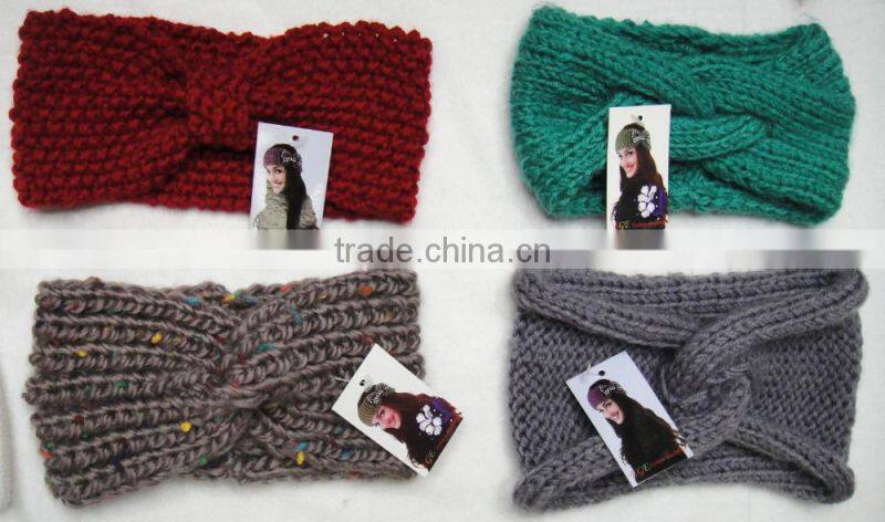 2016 Fashion Hot popular lady bow turban winter crochet acrylic knitted headband