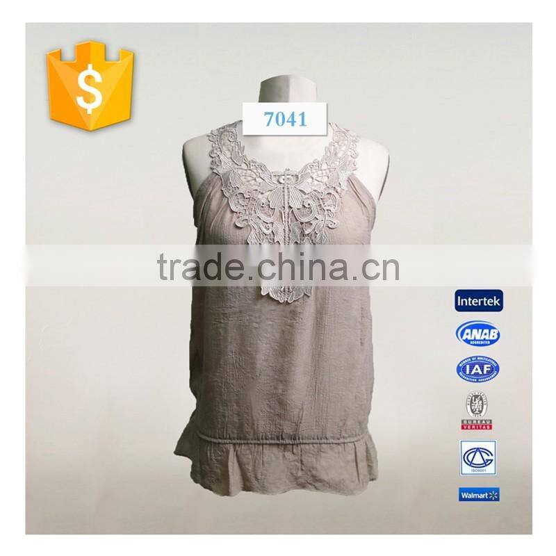Fashion Crochet Camisole Ladies Sleeveless Embroidered Top Tencel Fabrics