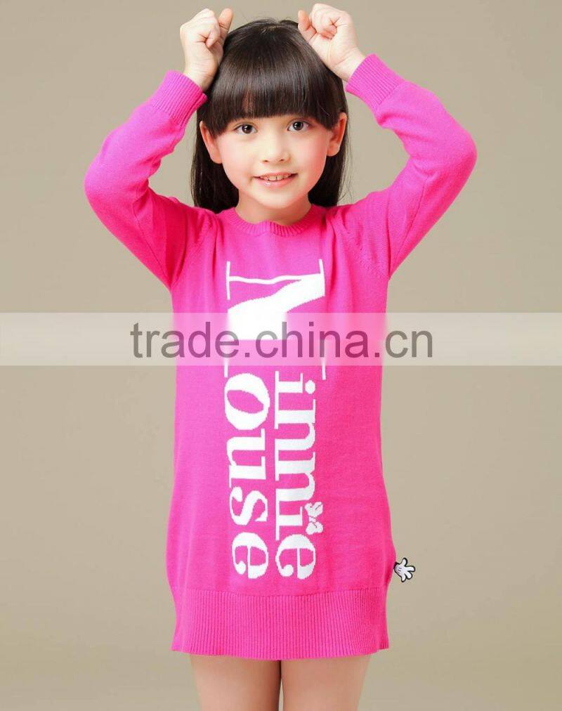 print letters spring rose red longth sleeve pullover for girls