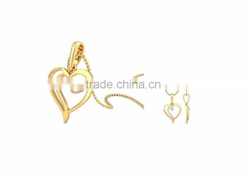 Latest Gold Plated Small CZ Stud Heart Pendant