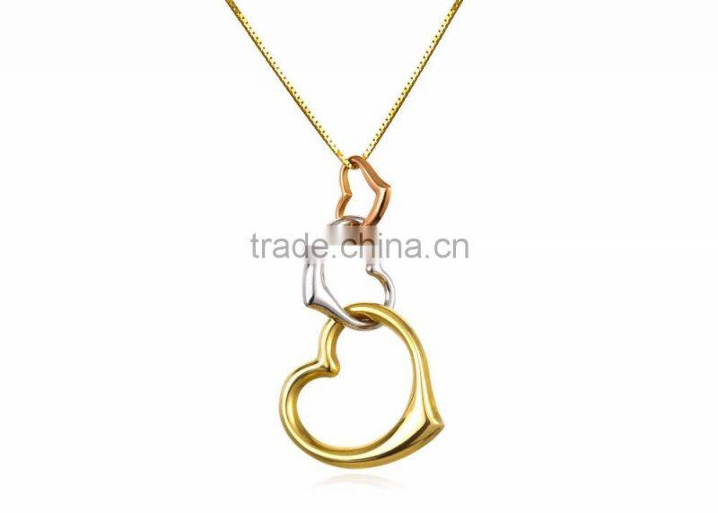 Three Tone Plated Heart Shaped Pendant