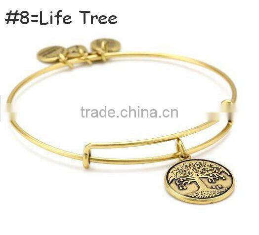 2014 hot design anchor charm wire bracelet bangle jewelry custom inspired word stamped wire bangle jewelry antique logo bangle