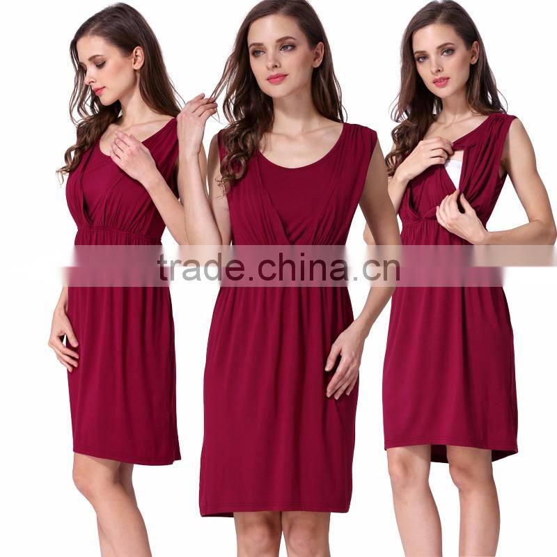 Comfortable Cotton Stretch Maternity Loose Dress Pregnant Clothes Low MOQ Breastfeeding