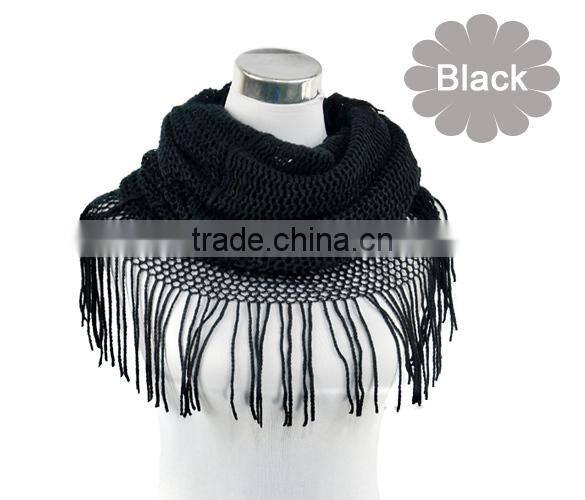 New Fashion Womens Long Hollow Out Tube Knitted Crochet Scarf Satin 8062