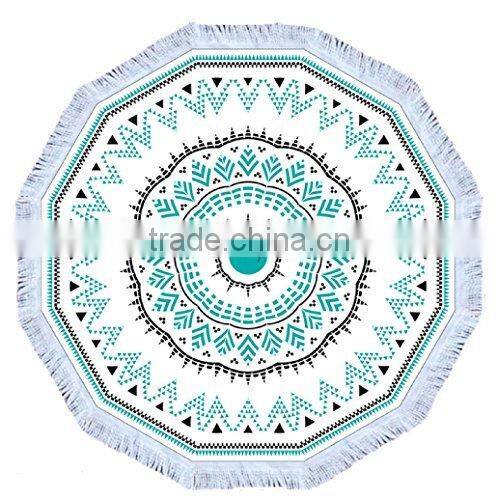 Hot sale cheap reactive print microfiber beach towel with tassel