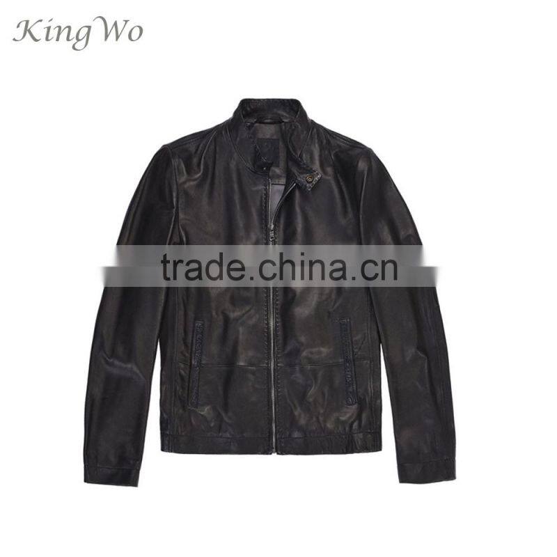 customized cheap mens black PU leather jacket design