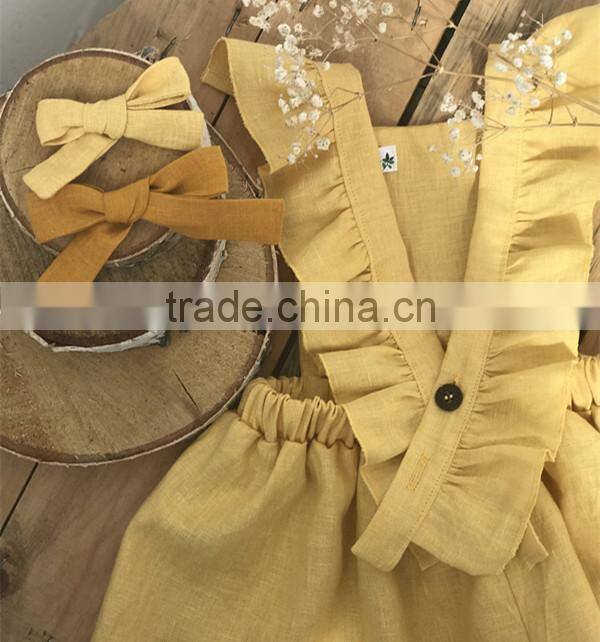 Back Opening Dresses For Girls Cotton Linen Party Supply Baby Dress