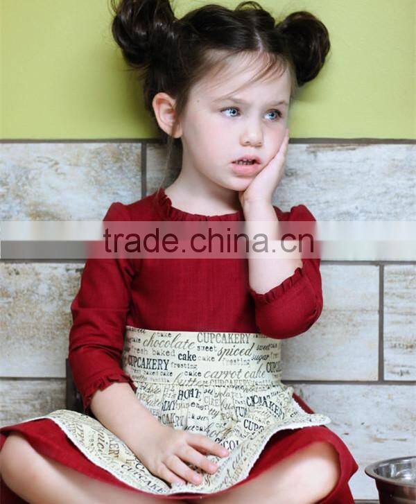 Cotton Linen Fabric Childrens Dresses Ruffles Cuff Kid Clothing Fall Linen Dress