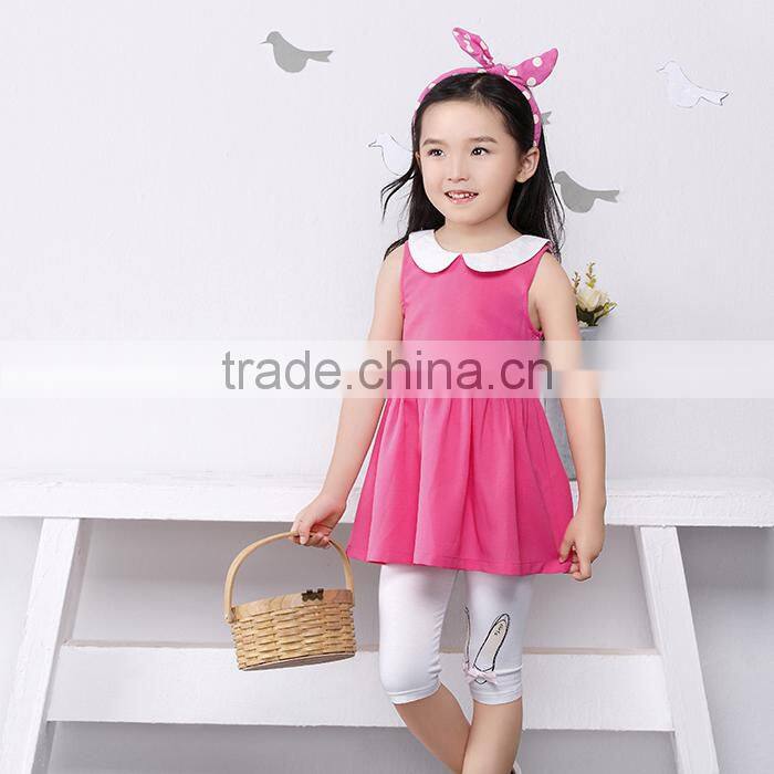 2015 new model pink and white flower girl dress