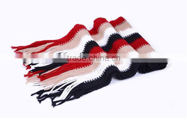 Cheap simple 6color choice stripe design spandex material knit fashion men winter cheap scarf hijab