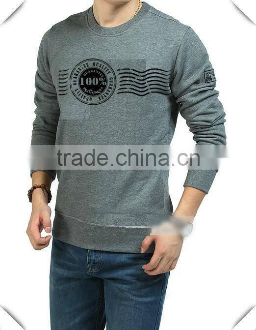 Mens cotton long sleeve flocking roundneck tshirts 201314
