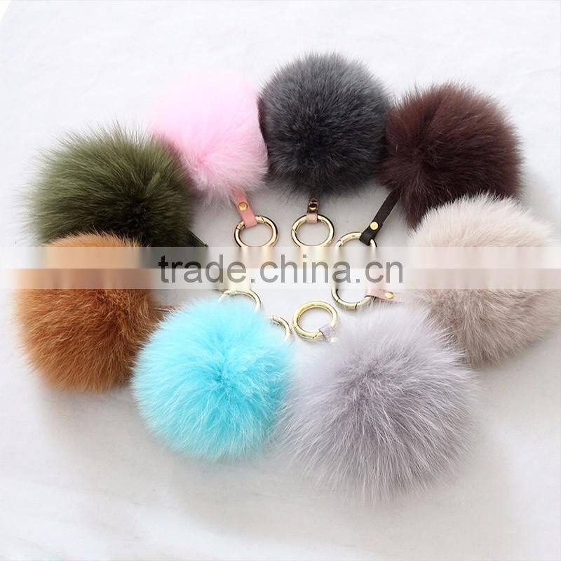 Myfur Comfortable Genuine Blue Fox Body Fur Pompoms Pendant for Women Handbag