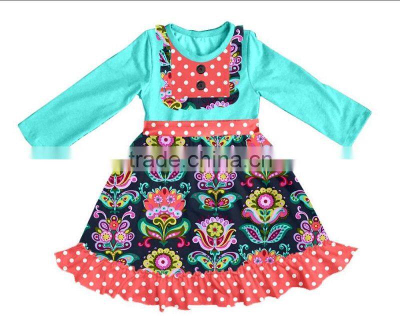 Adorable flower print baby girls dress with floor length