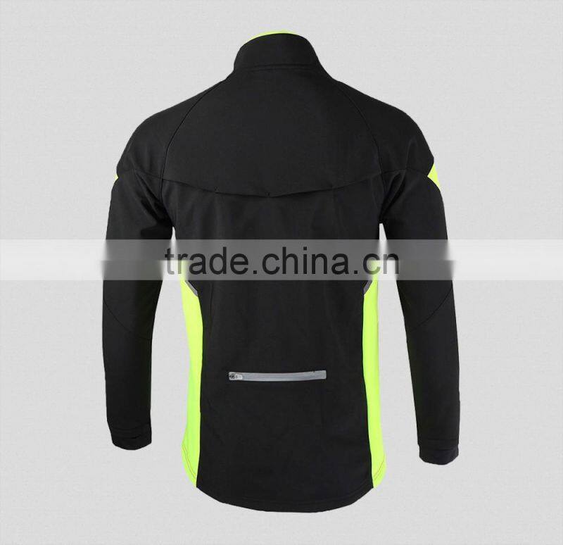 Sports custom cycling hooded black softshell jacket for man and woman