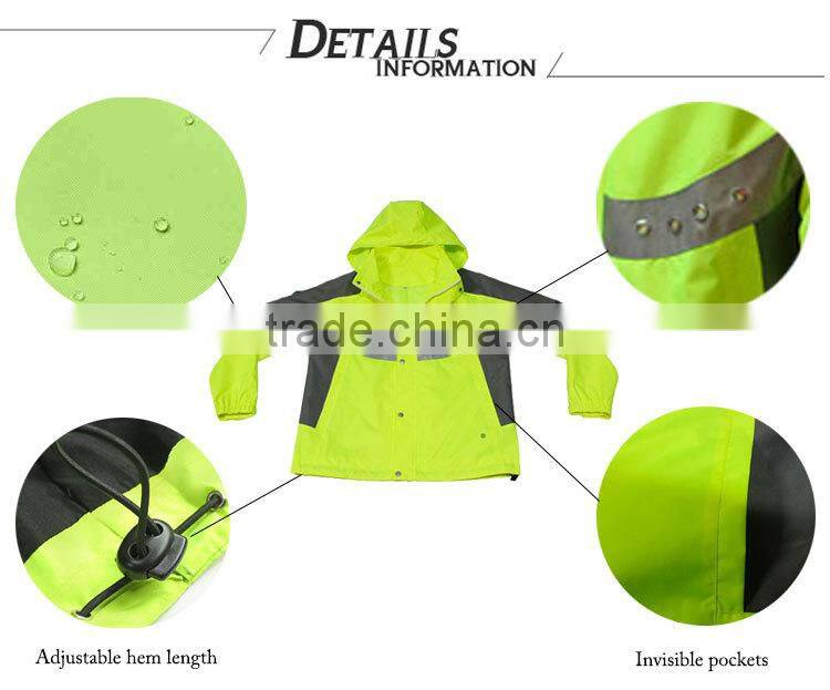 reflective waterproof high visibility winter led removeable hood jacket men