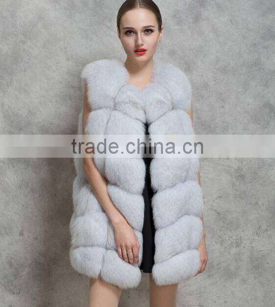 Fashion Girl Waistcoat Fox Fur Gilet with Hood Fake Fur Vest Women