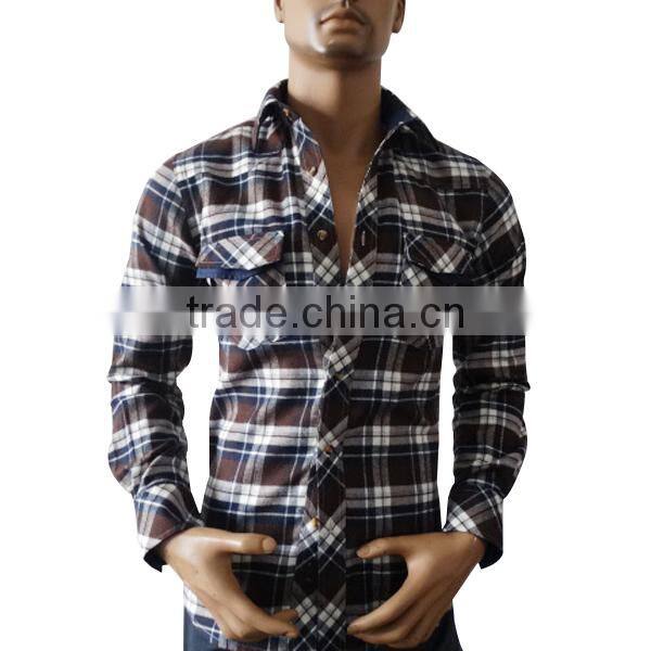 flannel shirt for men double pockets mens dress shirts