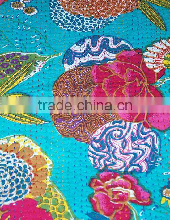 ELEPHANT PRINTS KANTHA QUILTS AND THROWS