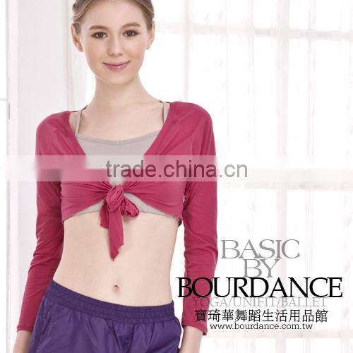 Women sport wrap crop top with long sleeve