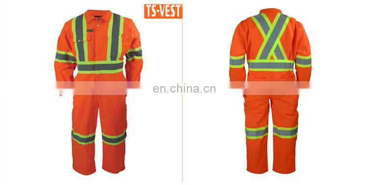 Hot sell long-sleeve workwear fireproof reflective safety coverall