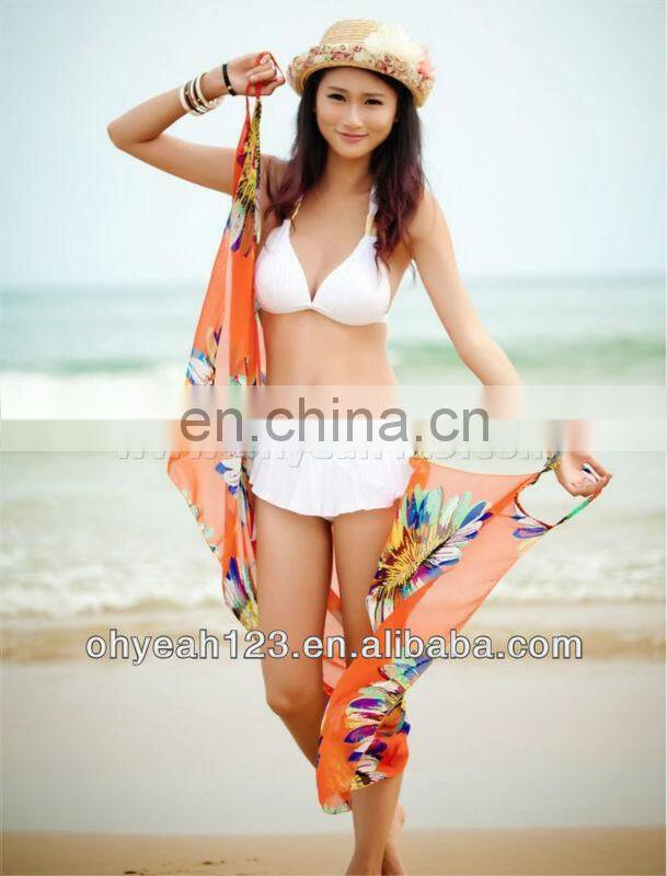 Orange new design cheap wholesale chiffon beach dresses