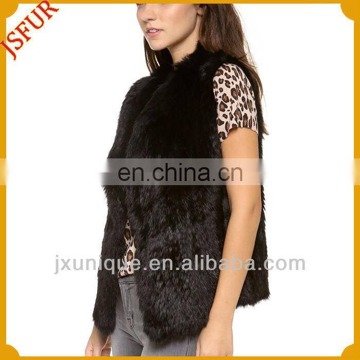 Brand sale nice rabbit fur knitted fur waistcoat