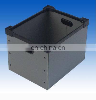 Customized black plastic esd Aluminum strip edges corrugated sheet box