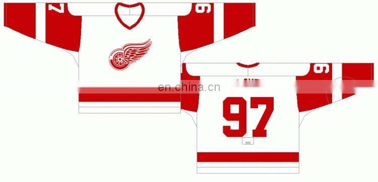 Embroidered Custom Name/Number Detroit Red Wings Team Hockey Uniform