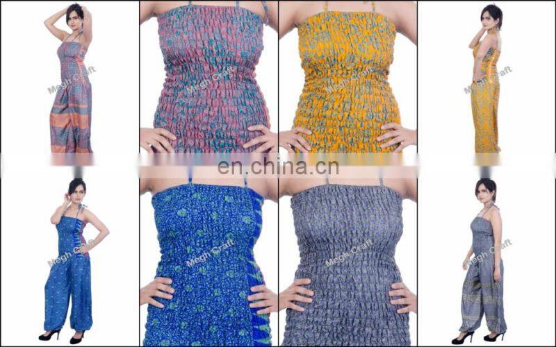 Silk Romper Jumpsuit - Fashion Wear floral jumpsuit - designer jumpsuits for ladies - Indo Western Indian Jumpsuits