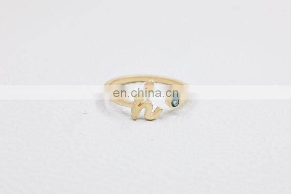 Fashion wholesale cute gold/silver plated Initial alphabet letter rings with stones