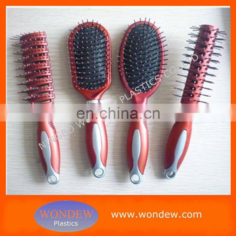 Plastic silver hair brushes line for hair salon