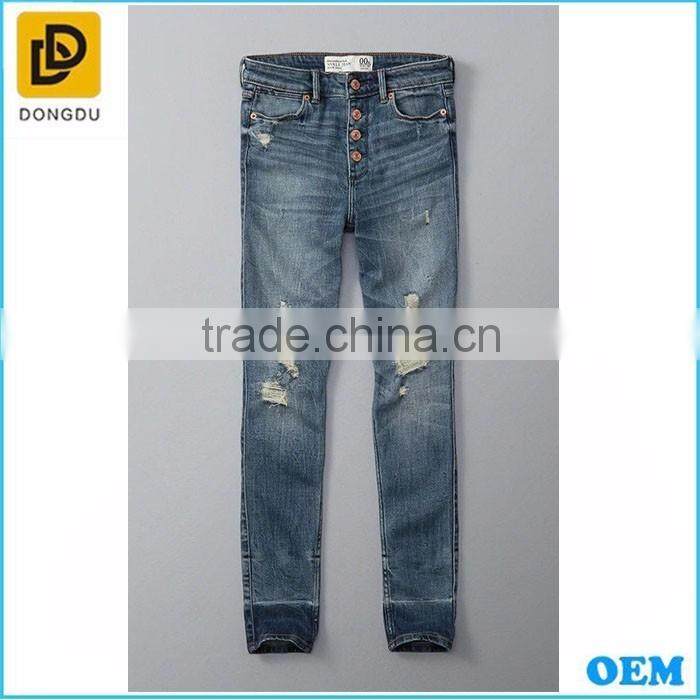 New design ripped blue boyfriend jeans trousers