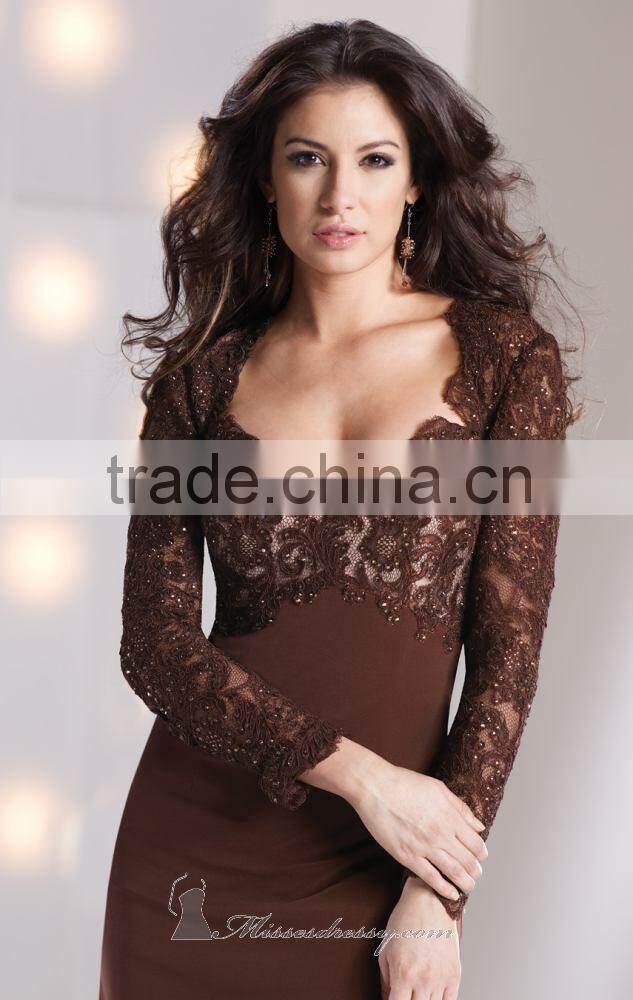 Beautiful Chiffon Mother of the Bride Dress with Long Sleeve Jacket and Lace High Quality Backless Mother of the Bride Dress