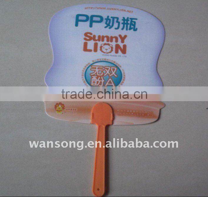 Colourful PP promotional fan with company information printing