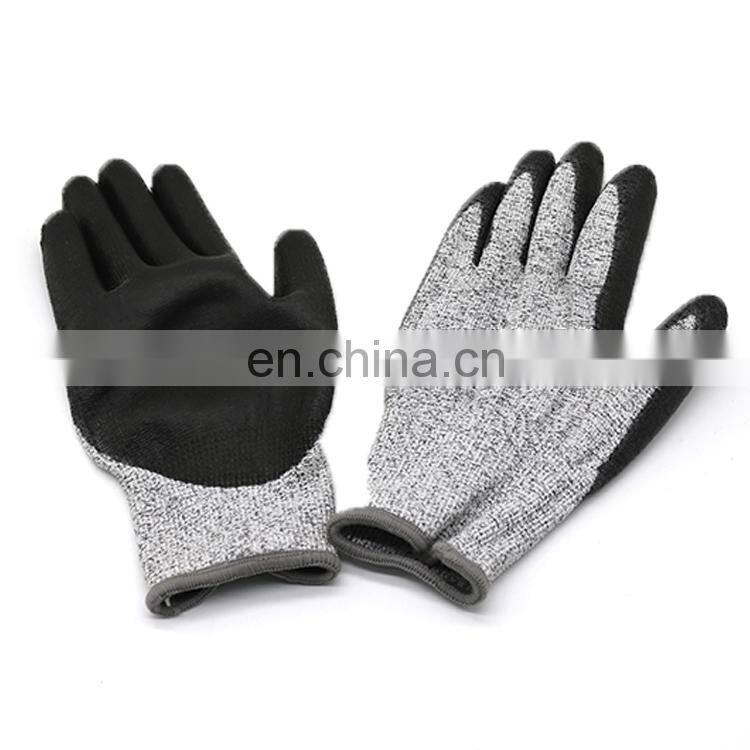 CE Certificated PU Palm Fit Anti-Cut Gloves Polyurethane Coated Cut Resistant Gloves Protective Hands For Construction