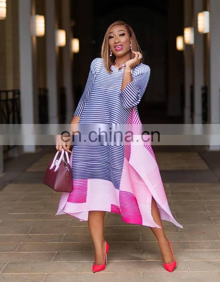Women Fashion Dress in striped and irregular Dress