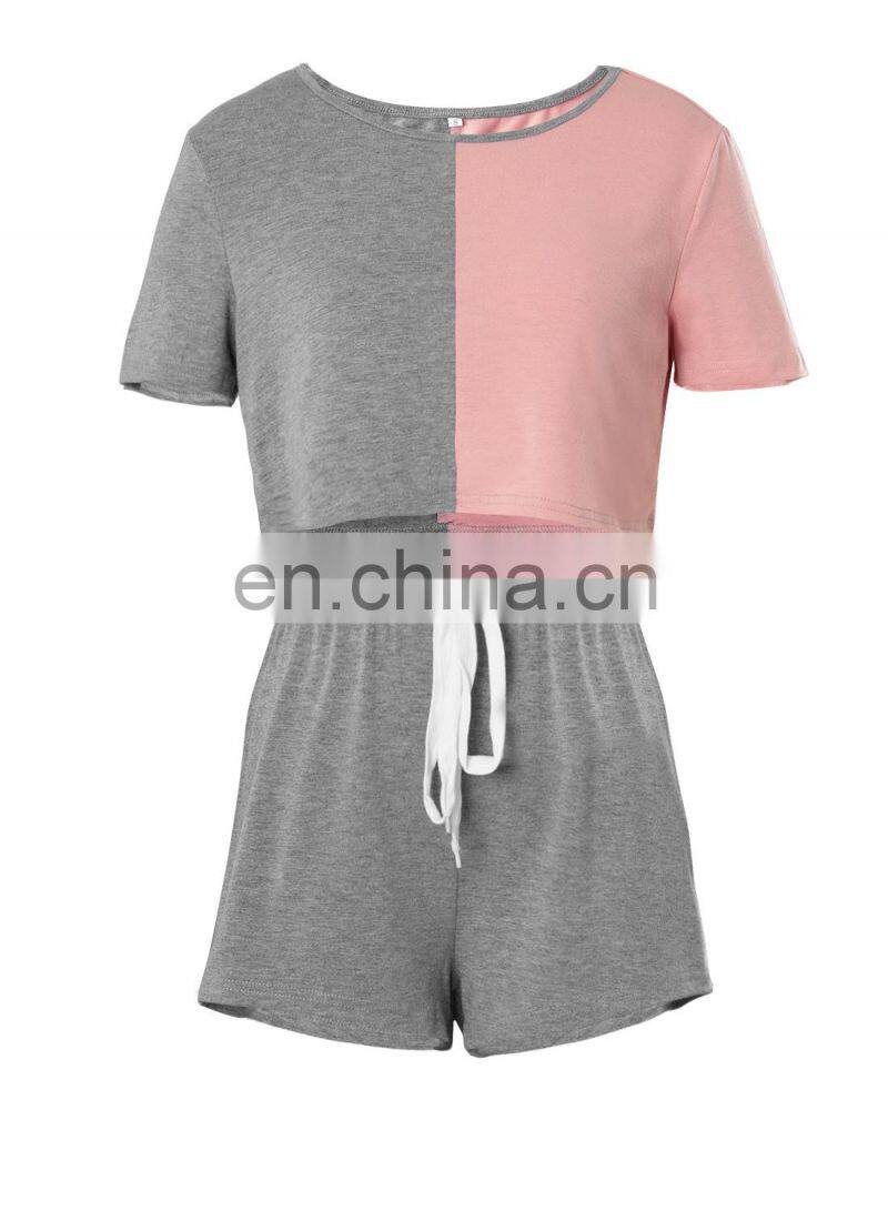 Manufacturer customized LOGO women's spring and summer new casual sports round neck t-shirt 2-piece jogging suit