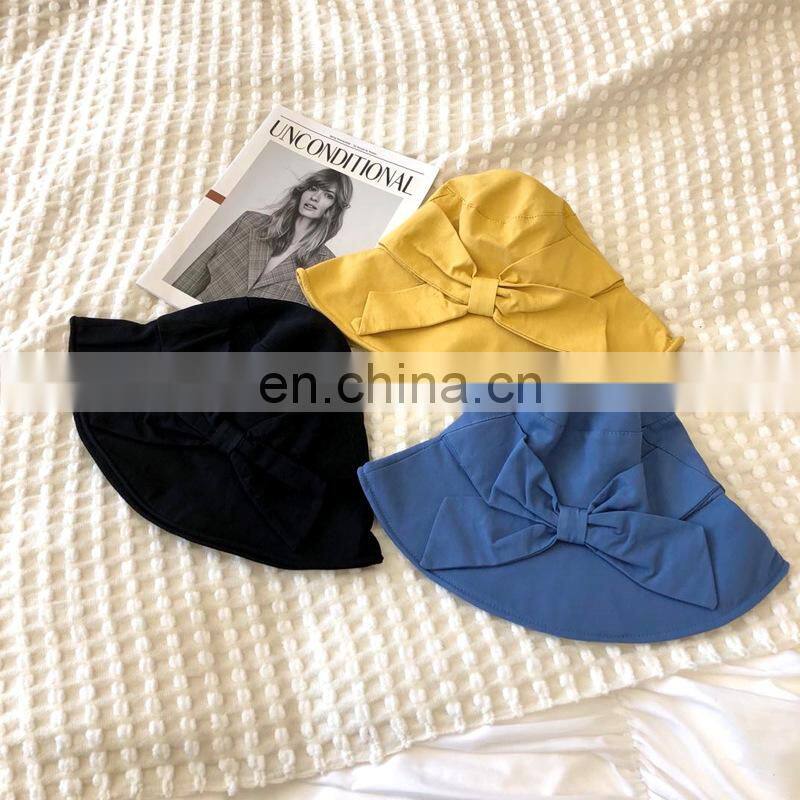 Customized fisherman hat spring and summer leisure sunshade soft foldable basin big bow sun hat