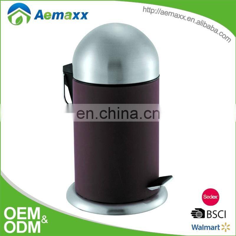 3L/5L/12L unique design hemisphere lid foot pedal metal waste bin stainless steel foot operated garbage bin for indoor places