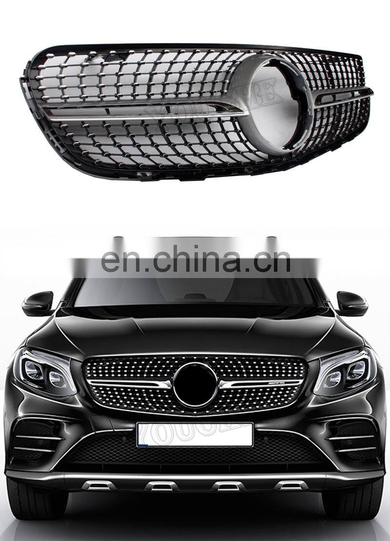 Diamond radiator style front grille grill for Mercedes Benz GLC class W253 X253 2016-2019