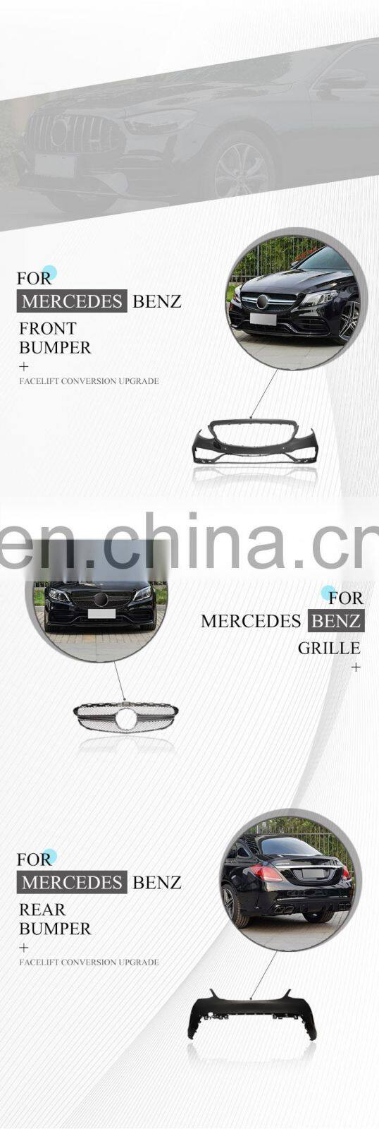 GBT drop shipping car body kits mercedes c63 amg w205 facelift Modified restyle for mercedes benz c class w205 amg bodykit