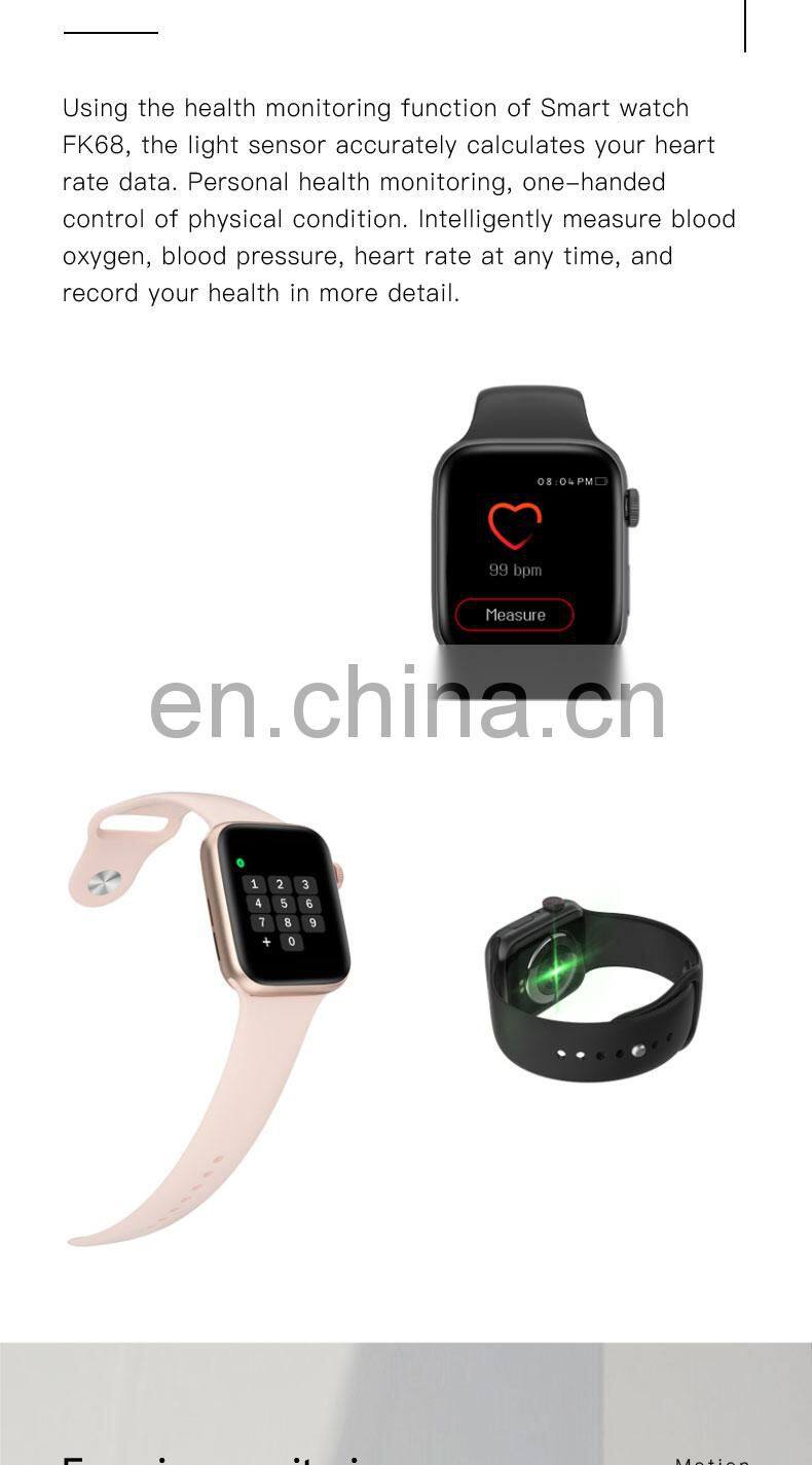 FK68 2021 Man Women IPS Smartwatch Call DIY Watch Face 1.7 IP67 Waterproof Smart Watch