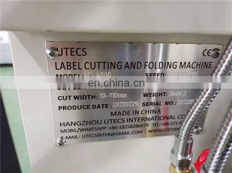 US4000 Auto hot cold knife cotton webbing ribbon garment nylon label cutting and folding machine with triangle middle fold