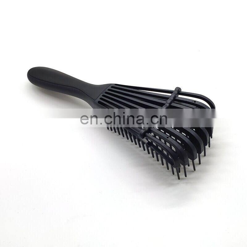Customized Women Colorful Detangling Plastic Soft Bristle Salon Hair Detangler Brush Comb for Curly Hair