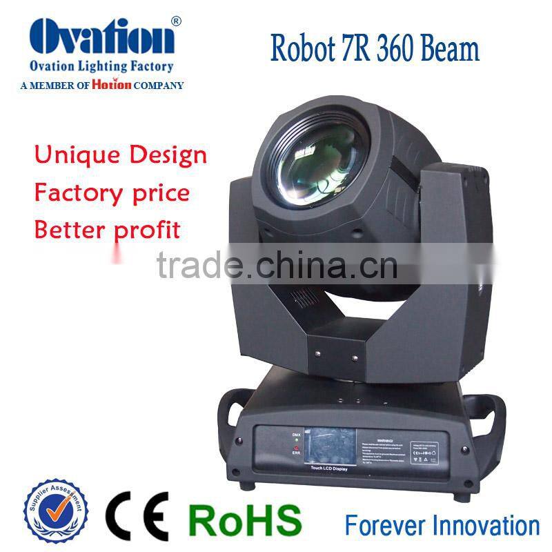 7R 230W beam light 17 gobos+white 14 colors+white 8 facet prism DMX/Auto Pan:Unlimited Tilt:270 degree