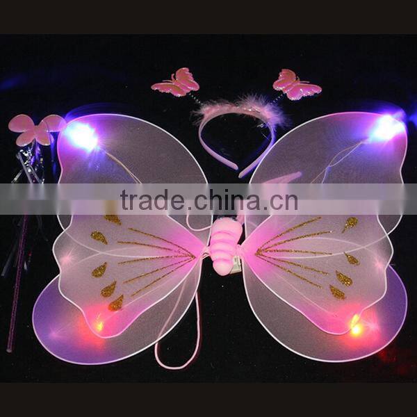 Wholesale cheap double layer fairy kids butterfly wings Halloween pink butterfly wing for sale