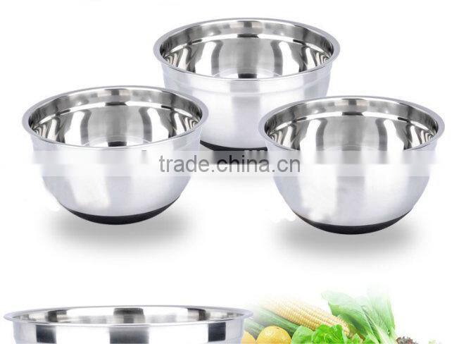 Stainless Steel deep Mixing Bowl silicon base Black color