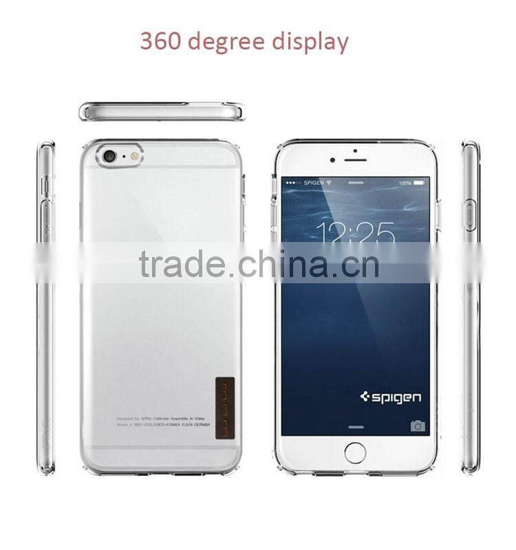 Clear slim transparent acrylic plastic back cover flexible TPU silicone frame bumper hybrid case for iPhone 6