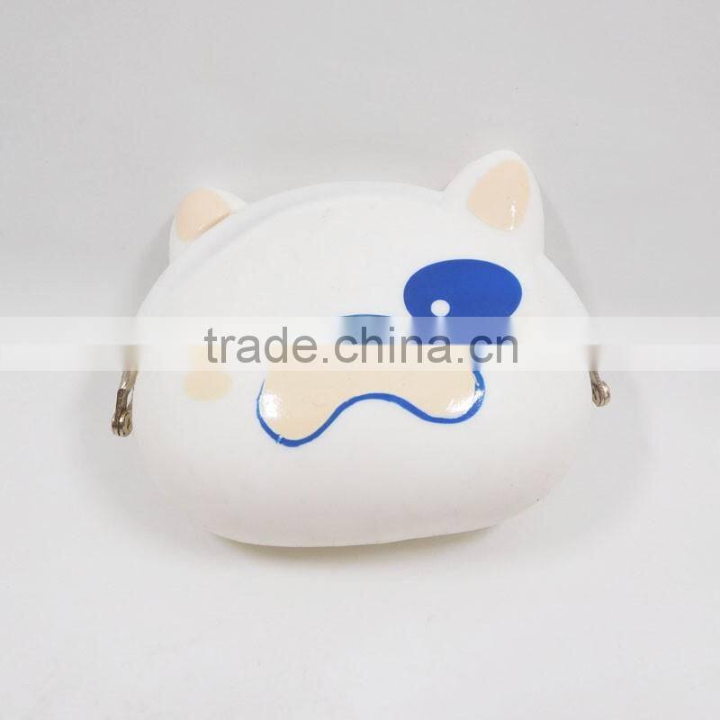 Top Selling Cartoon Style White Wallet Cute Silicone Dog Coin Purse