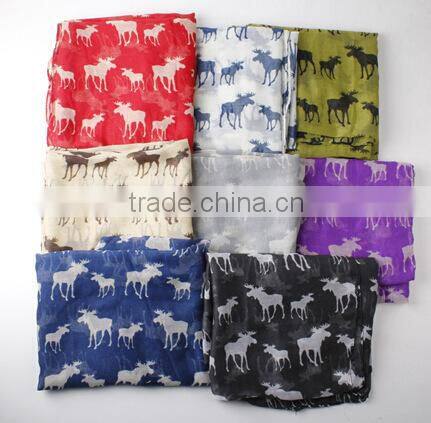 Hot Selling 2015 New Antelope Pattern Print Fashionable Lady Scarf